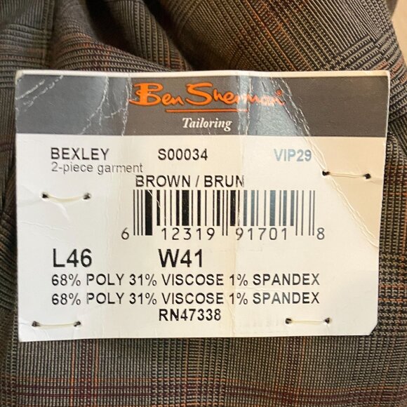 Ben Sherman Mens Bexley Plaid Check Autumn Blazer Jacket Size 46L Brown FA NWT - Picture 7 of 12